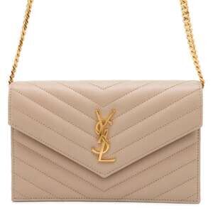 Saint Laurent Paris Cassandra Envelope Leather Chain Wallet